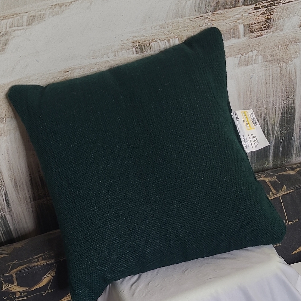 New! Threshold Deep Green Variegated Square Decorative Accent Pillow 18 x 18